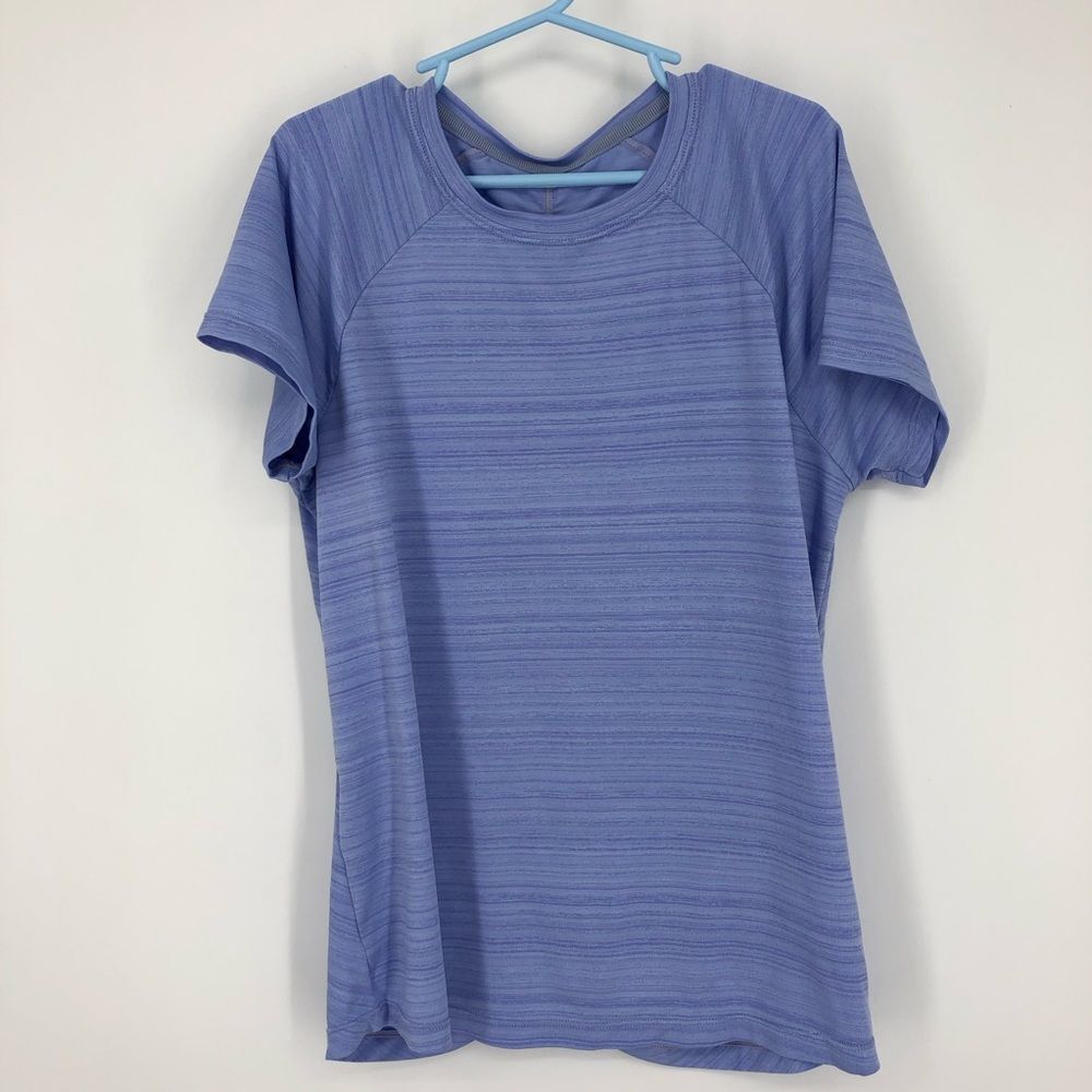 Athleta Girl T-Shirt Girls Large‎ Blue Short Sleeve Ruched Back